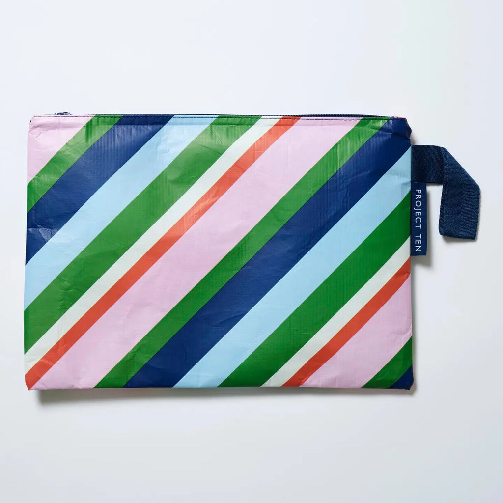 Large Zip Pouch – Rugby Stripe