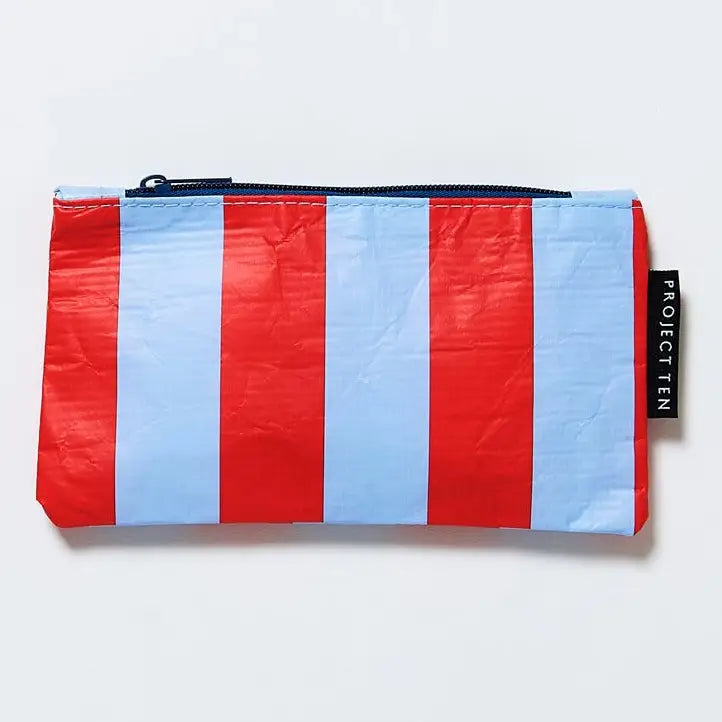 Tiny Zip Pouch – Red Blue Stripe