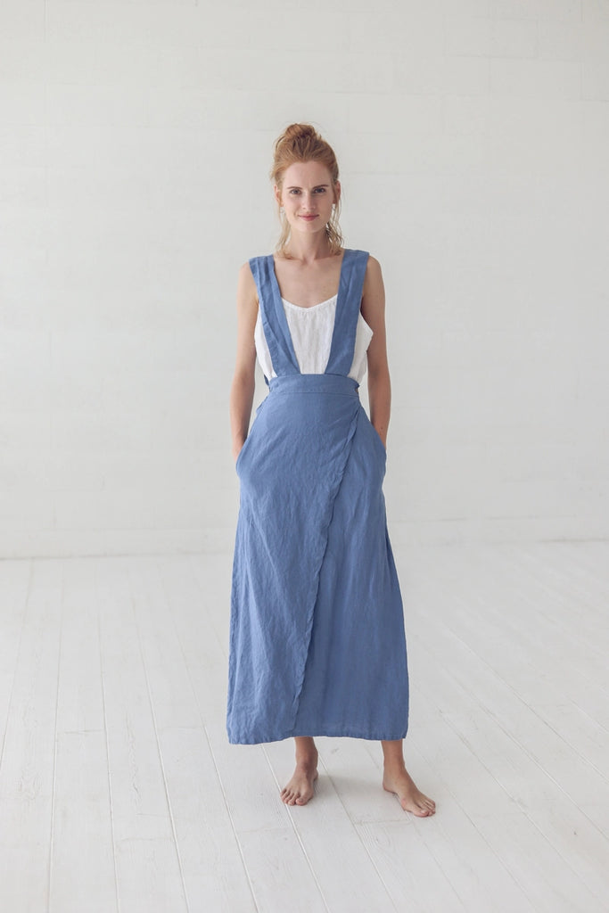 Pinafore Skirt/Dress - Dusky Blue