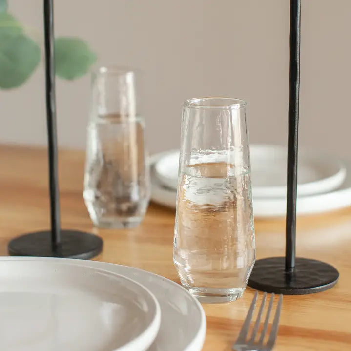 Handblown Hammered Champagne Flutes - Set of 2