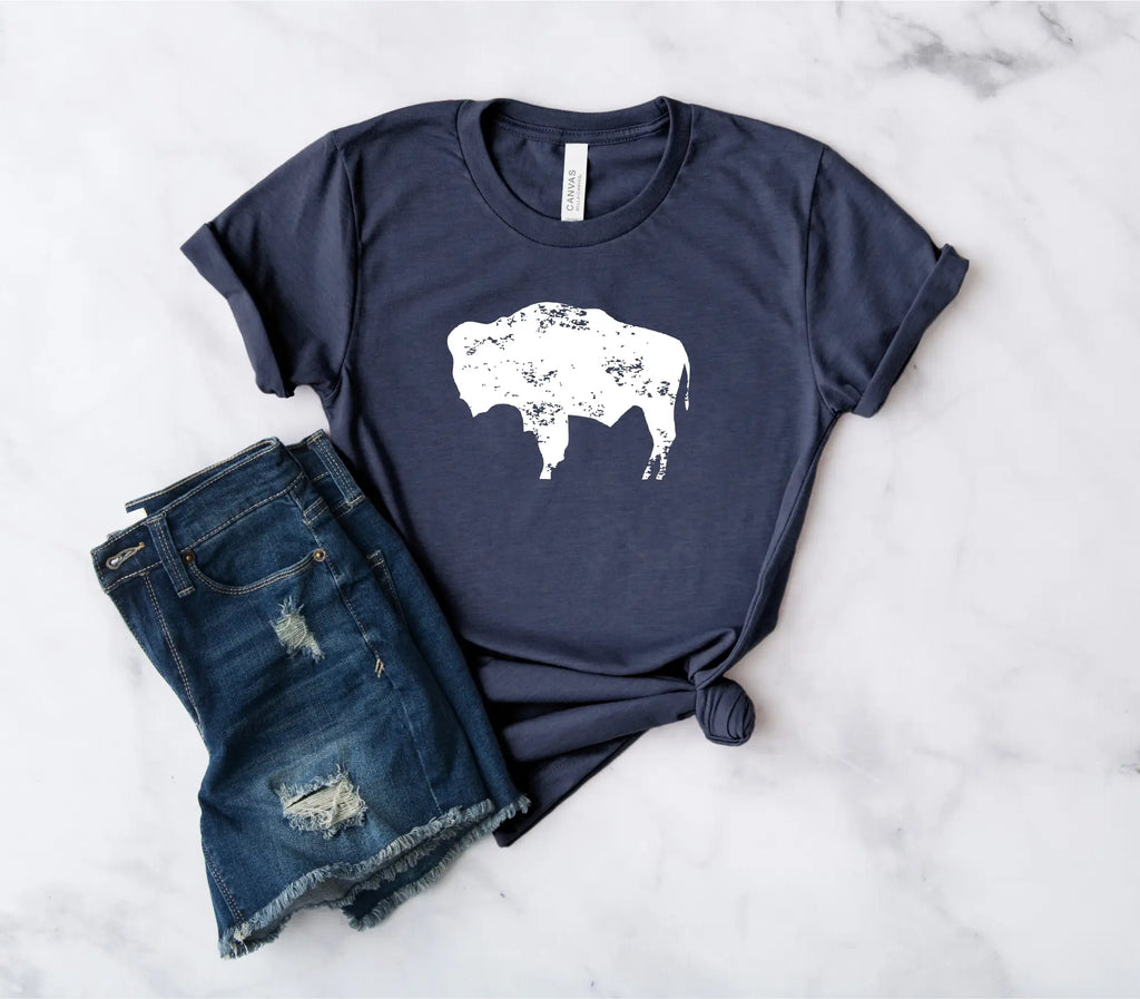 Bison Adult T-Shirt - Navy