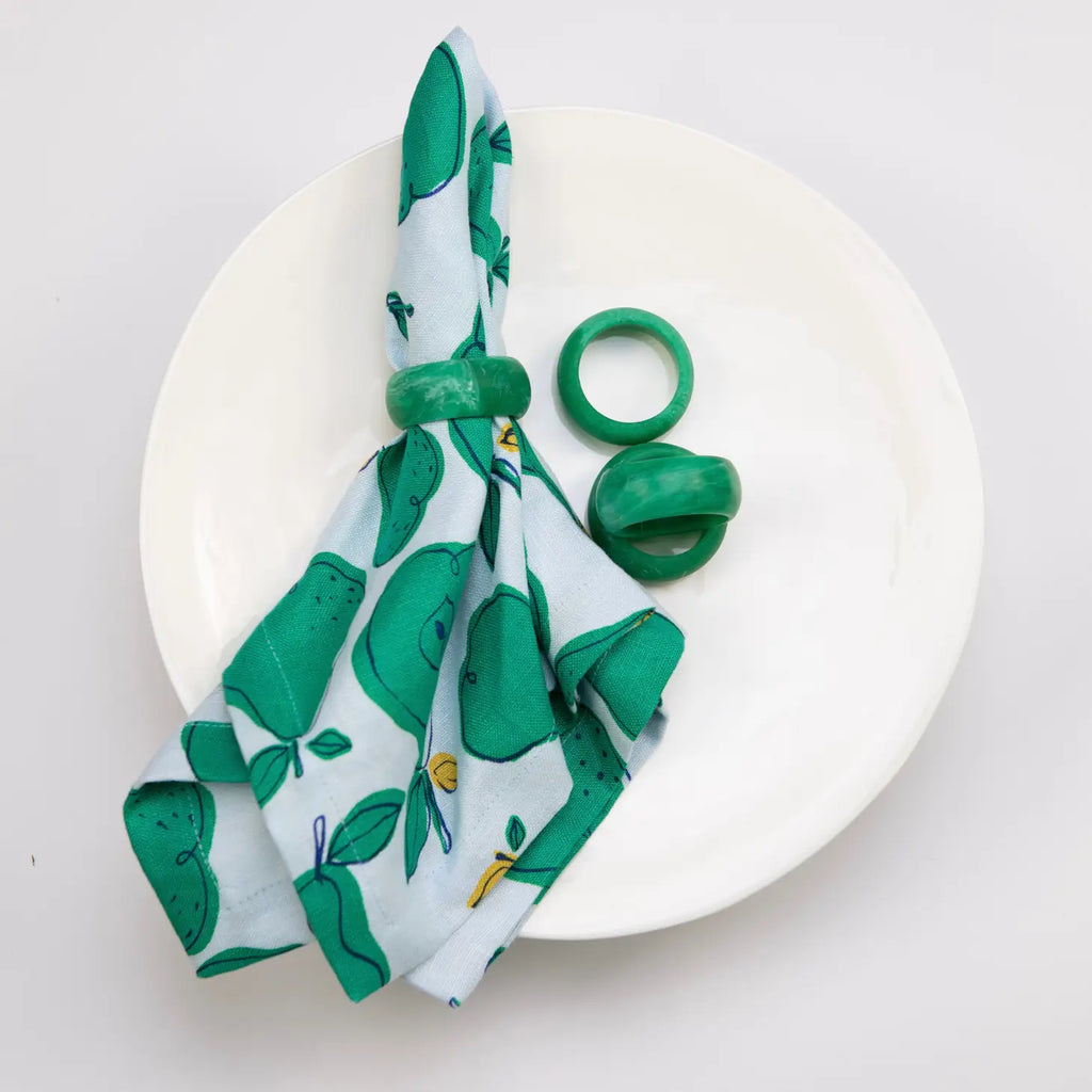 Emerald Resin Napkin Rings - Set of four