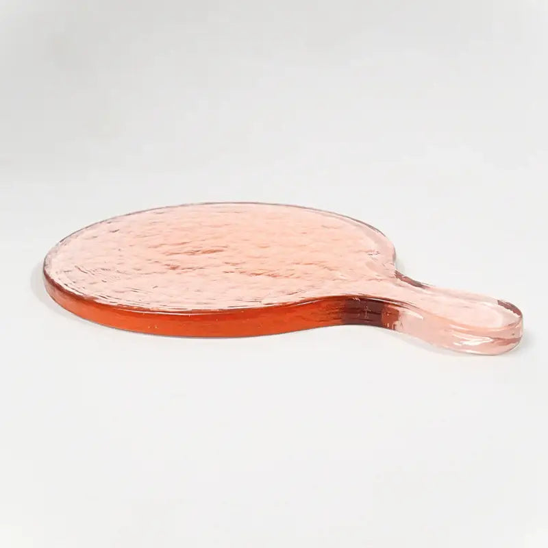 Hammered Glass Round Serving Board - Blush
