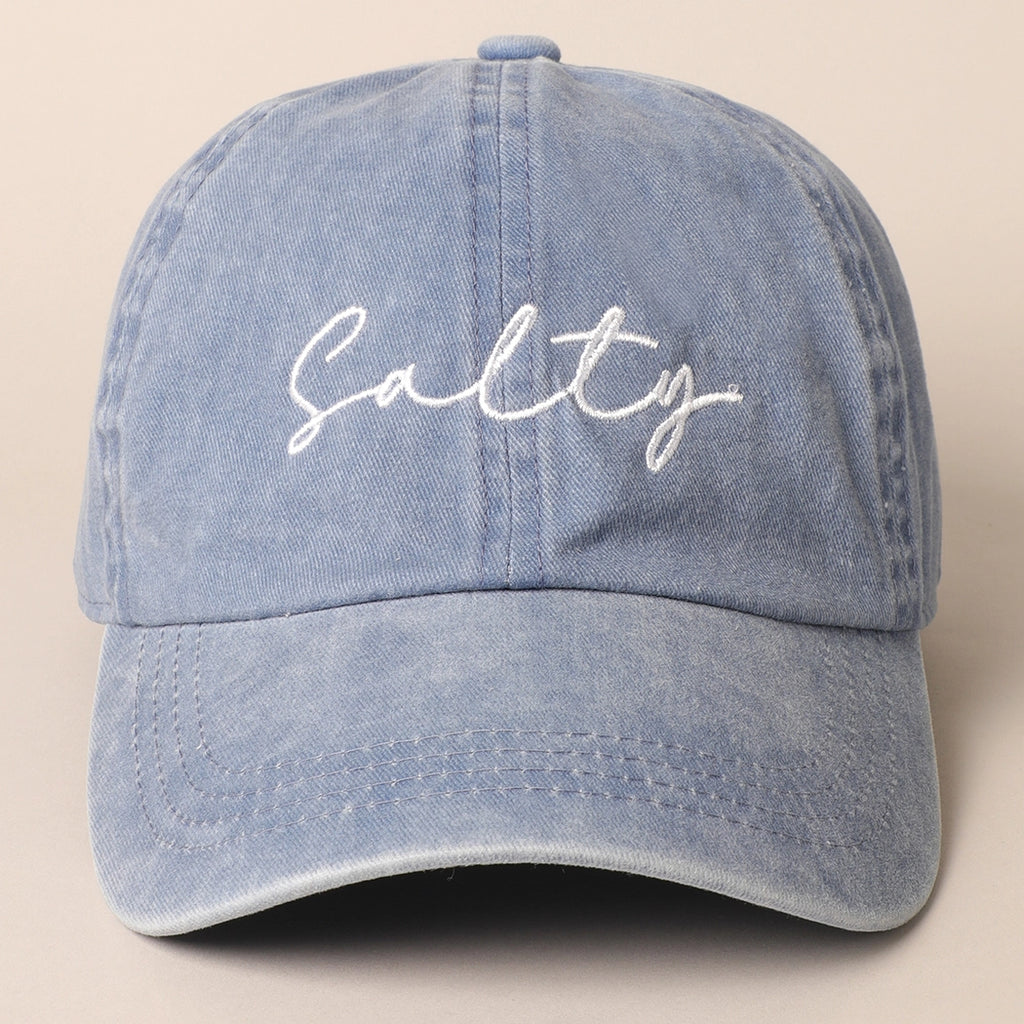 Embroidered Baseball Cap - Denim Blue 'Salty'