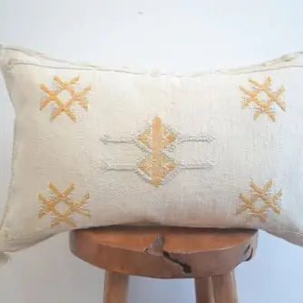 Handmade Sabra Silk Lumbar Cushion Cover - Ivory