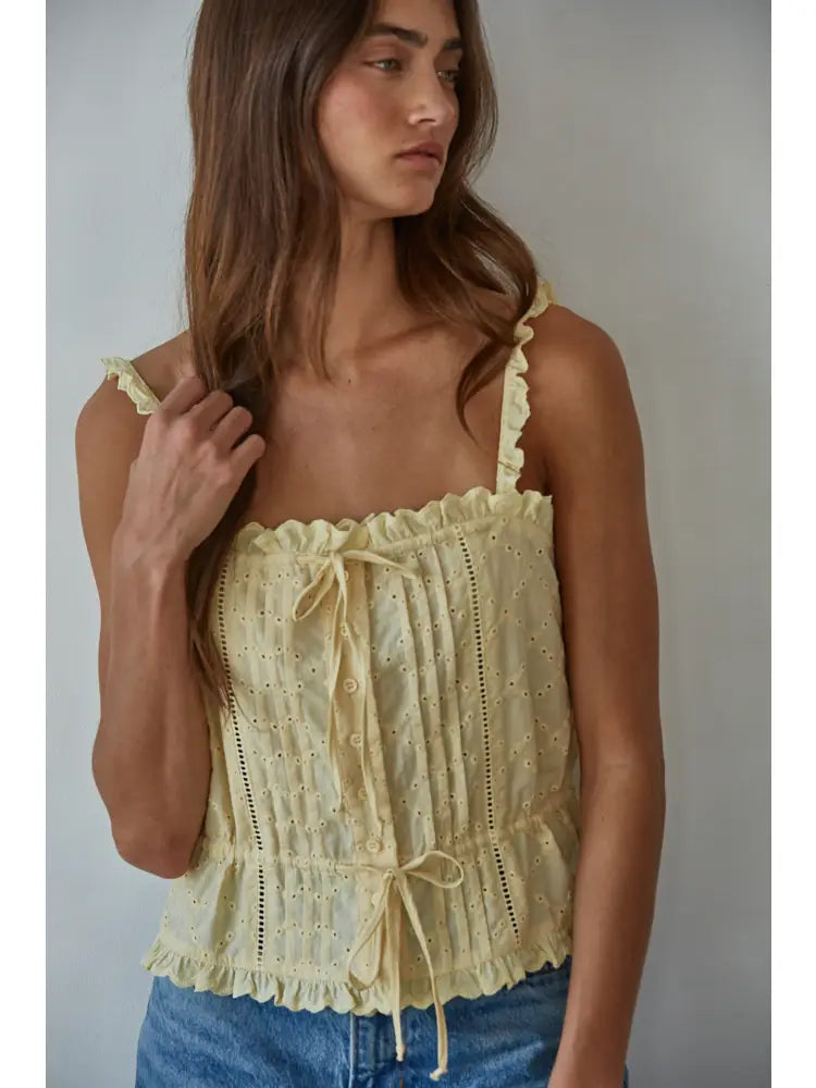 Dusty Lemon Broderie Anglaise Top