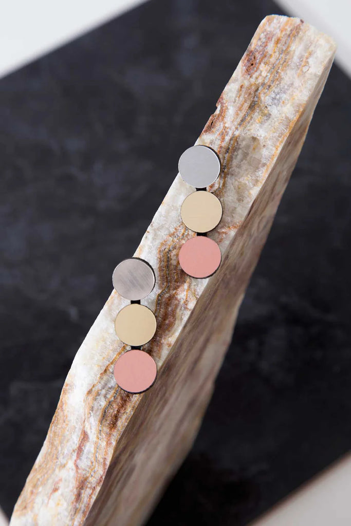 ABSTRACTION EARRINGS 3 DOTS - SILVER+GOLD+ROSEGOLD