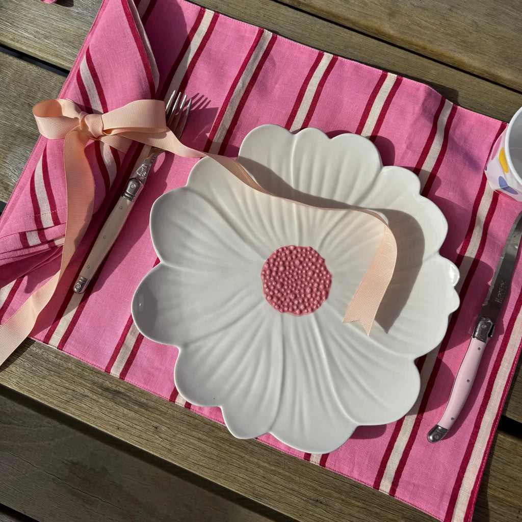 White & Pink Flower Plate