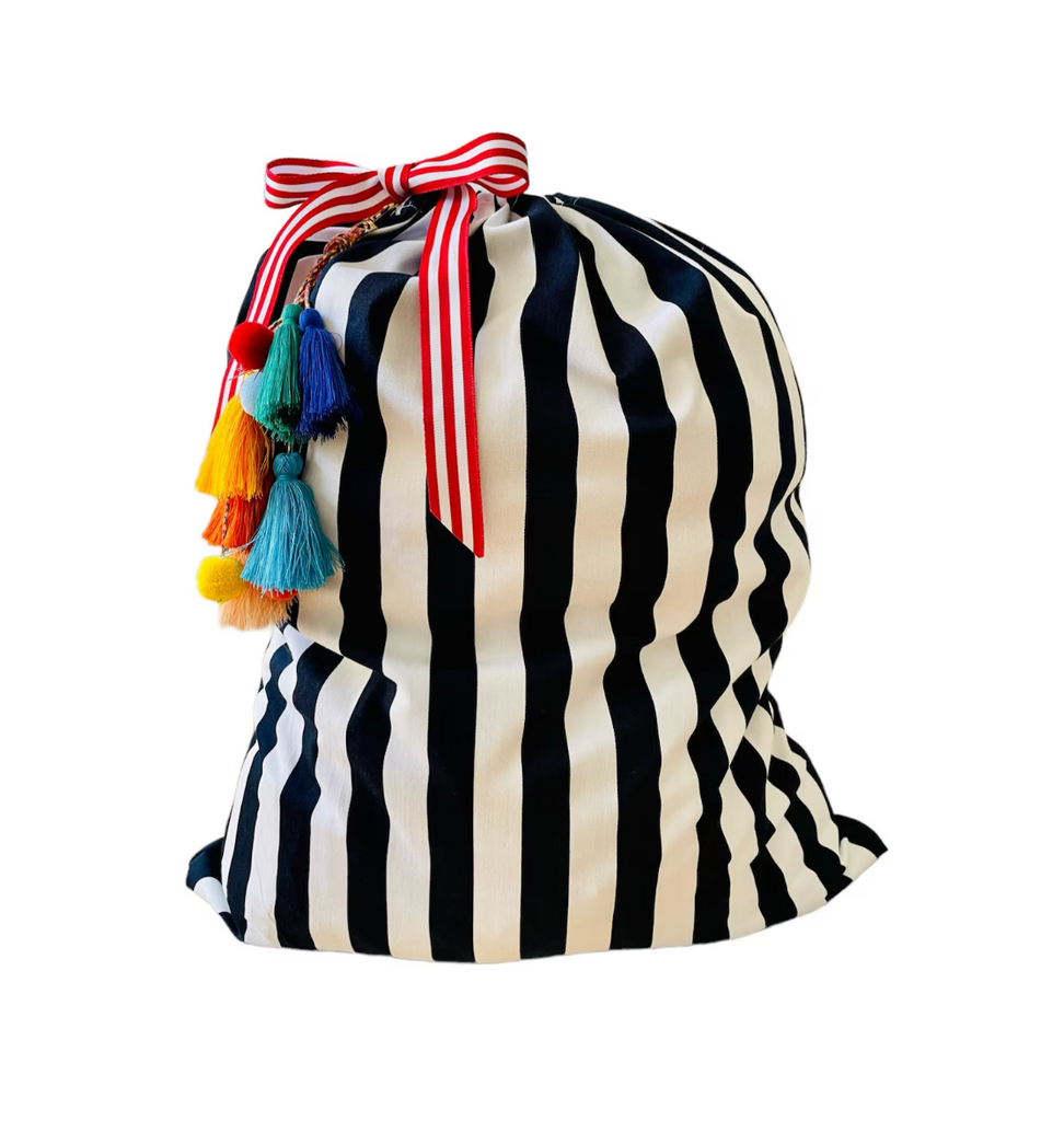 Santa Sack - Fancy Navy & White Stripe