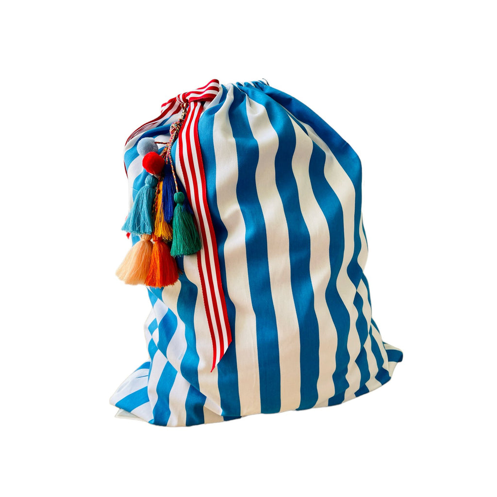 Santa Sack - Beach Blue & White Stripe