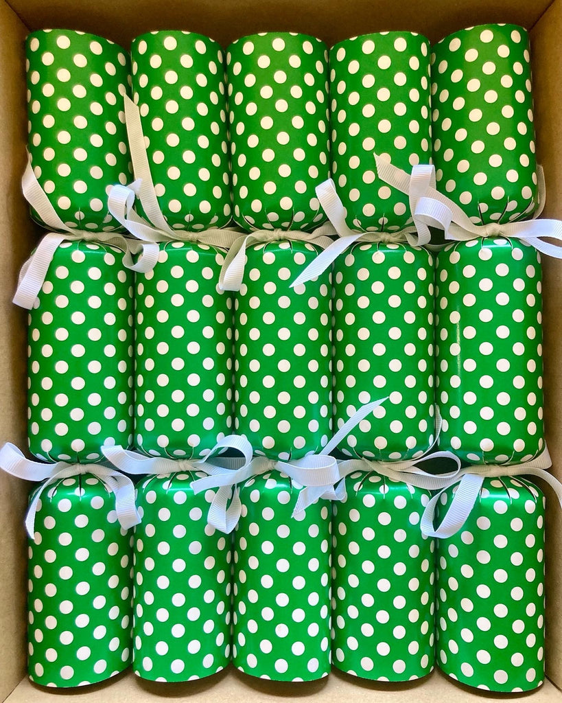 Christmas Bon Bons - Green & White Polka Dot