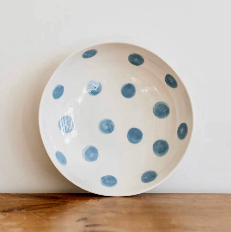 Cornflower Blue Spotty Salad Bowl