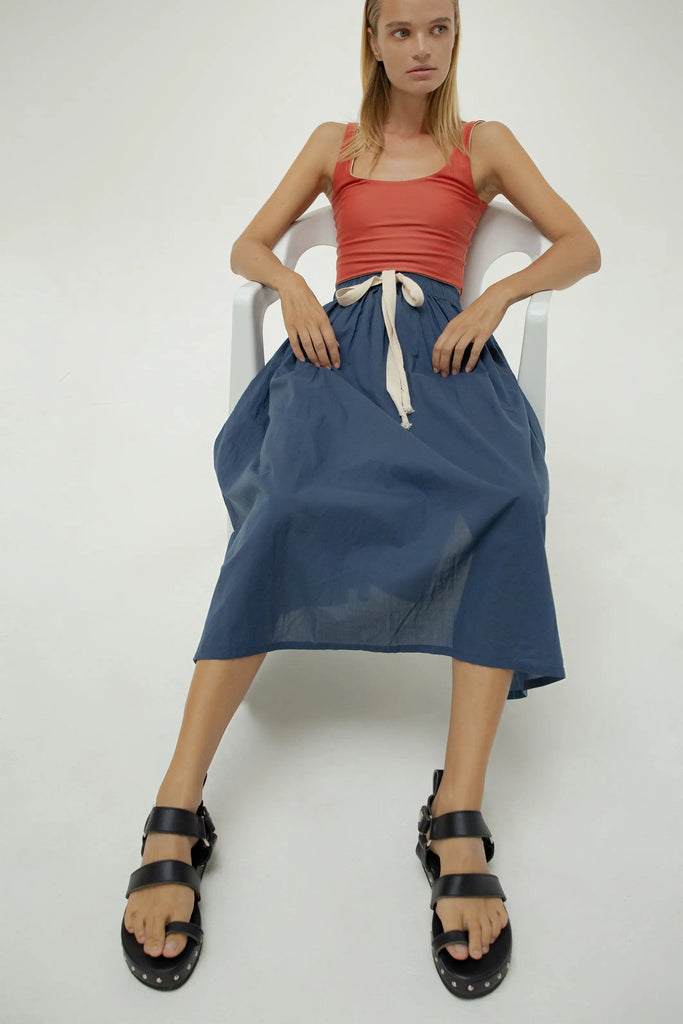 The Tulie Drawstring Skirt - Navy Blue