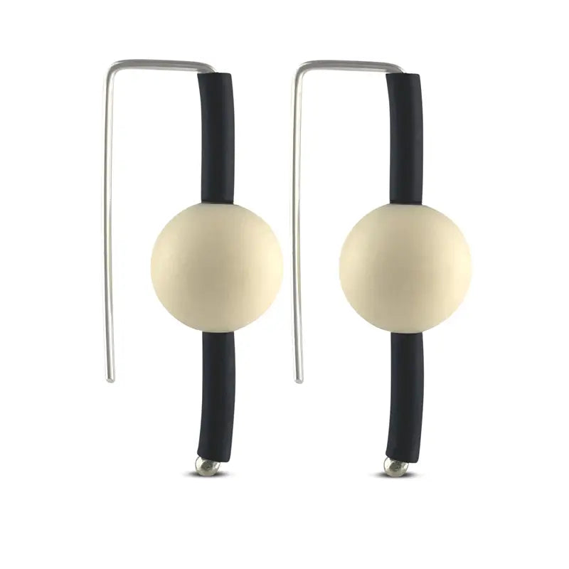 Sterling silver, rubber, modern earrings, contemporary - Cream