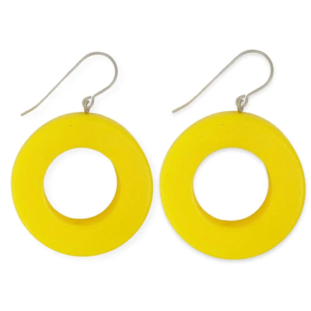 Minimal Resin Ring Earrings - Yellow