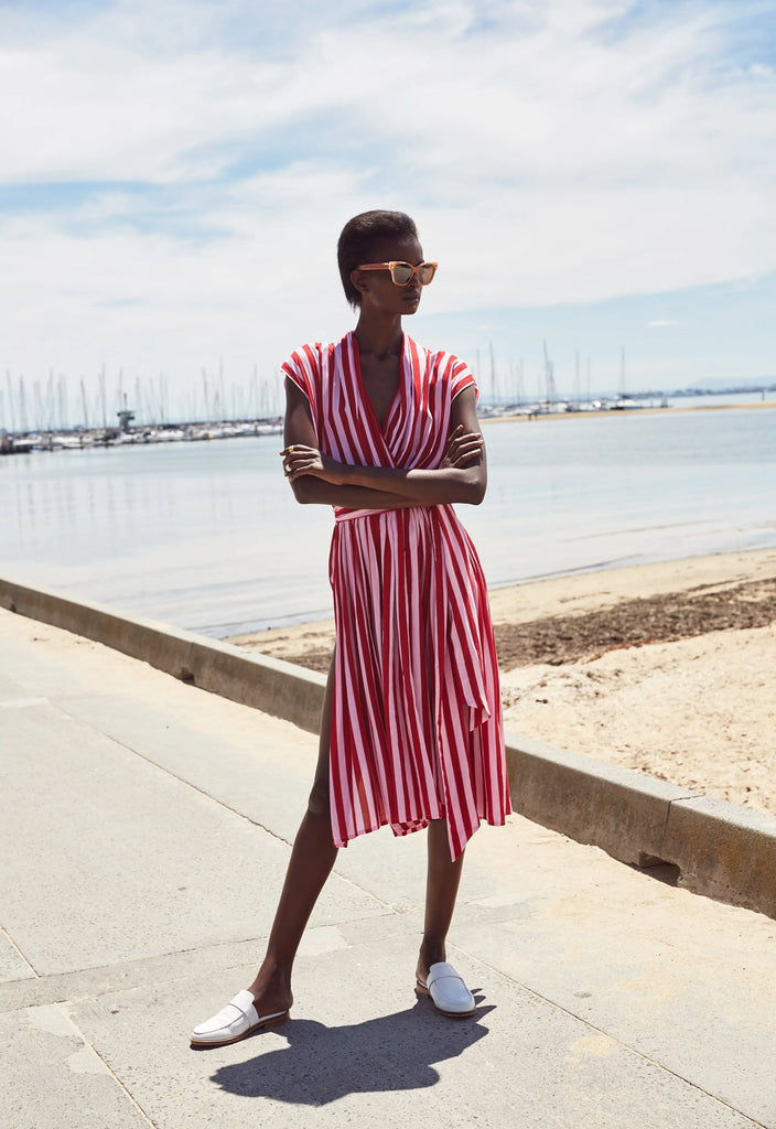 The Point Dress - Whippy Stripe Pink/Red