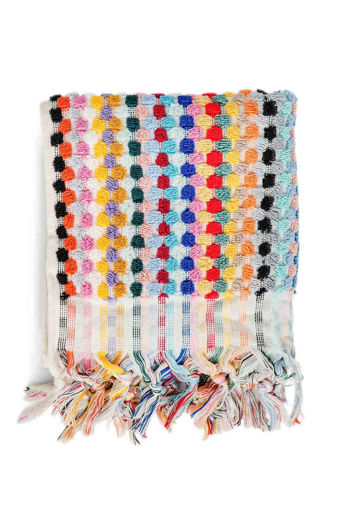 Pompom Turkish Cotton Hand Towel - Black and White