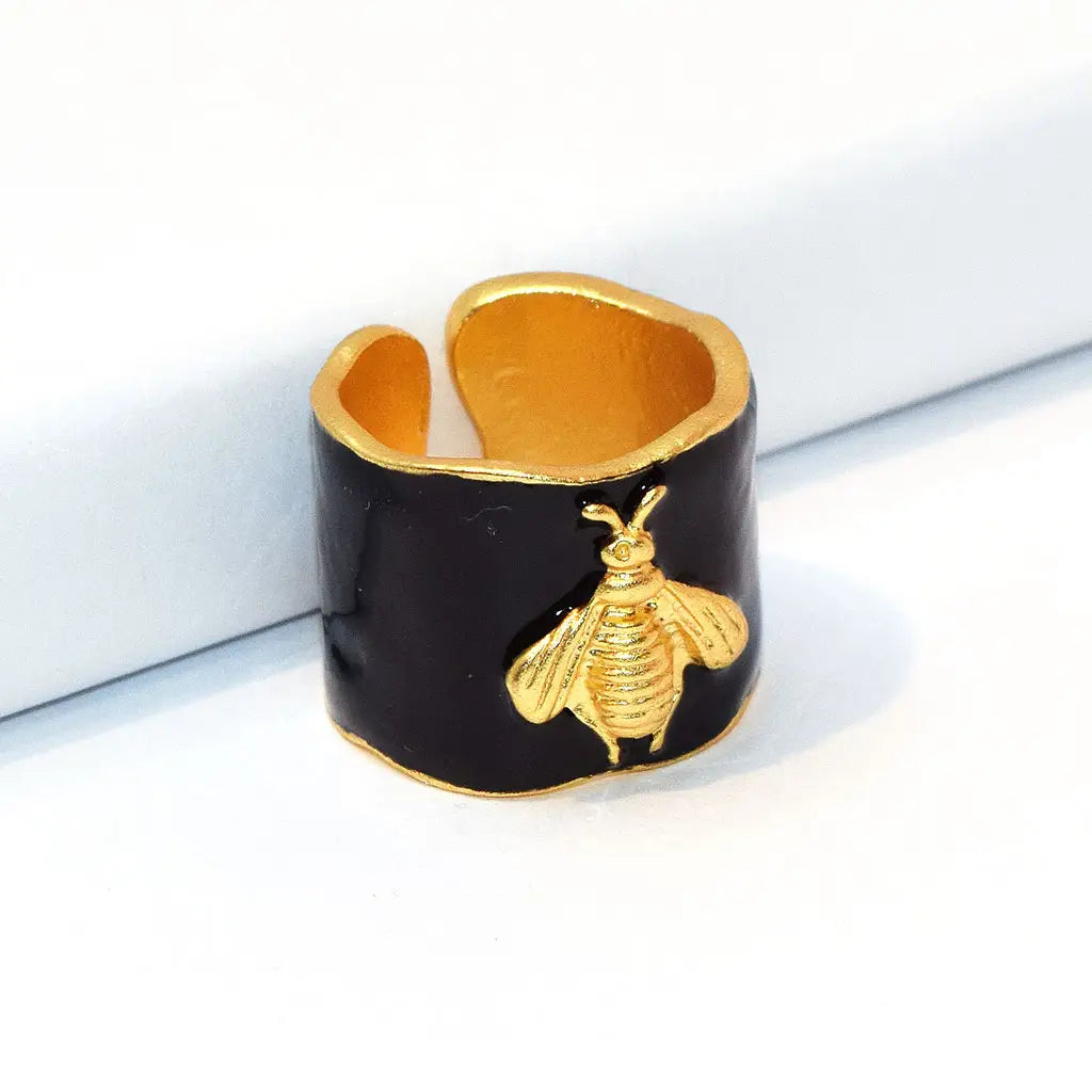 Bumblebee Ring with Enamel Accent